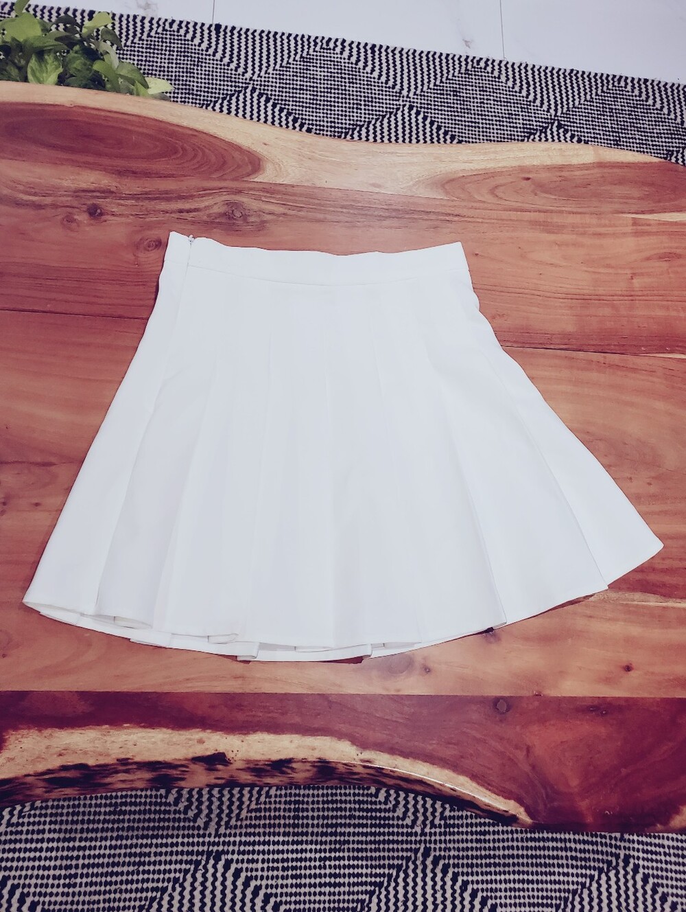 Ivory White Pleated Quilt Skirt